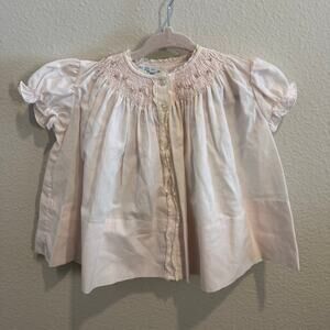 Vintage Feltman Brothers hand-smocked Blush Pink Floral & Lace baby dress 12-18m